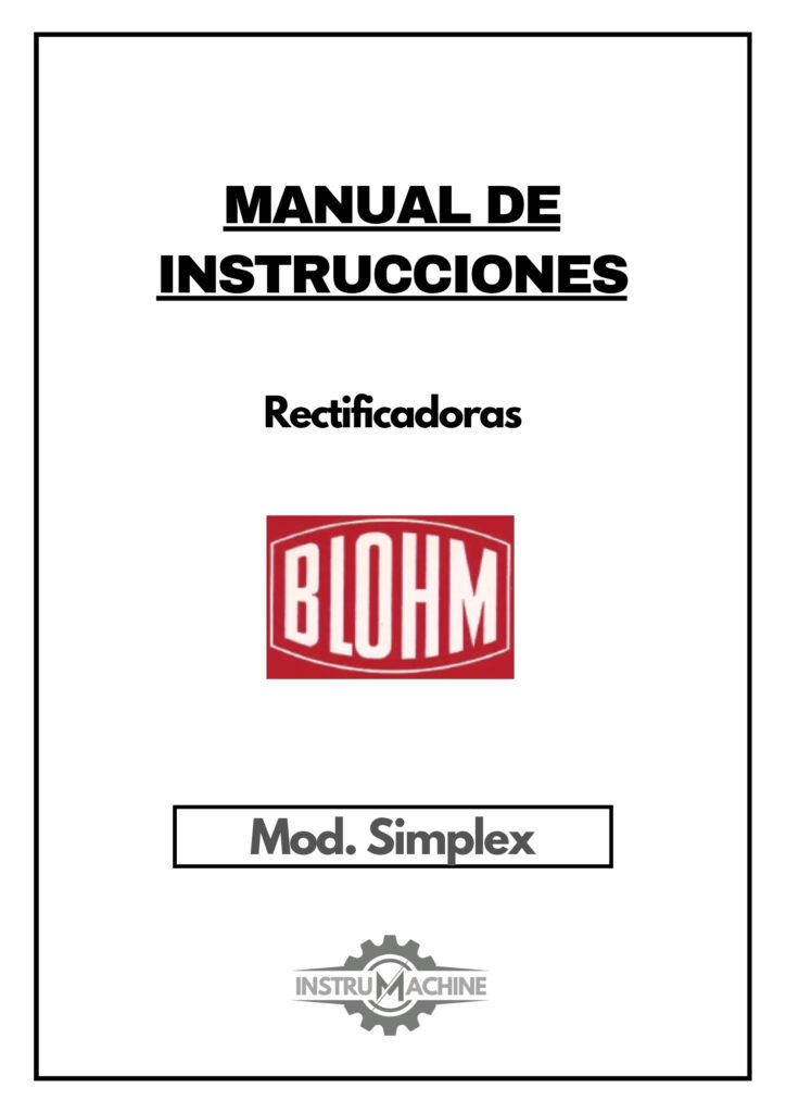 Portada Manual de instrucciones BLOHM Simplex | Rectificadoras