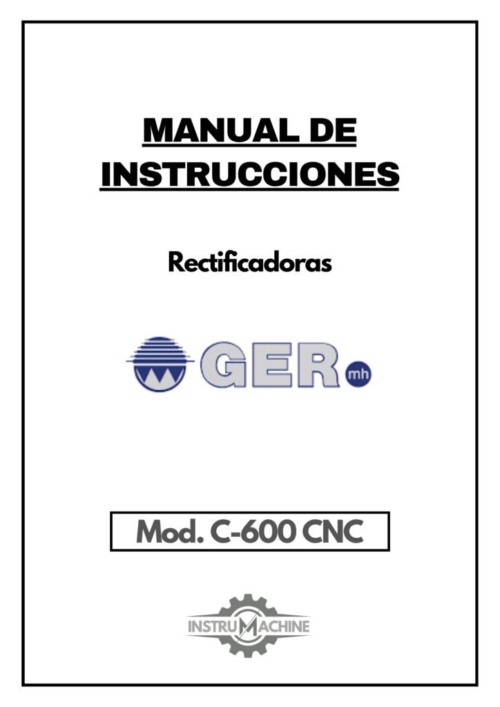 Portada Manual de instrucciones GER C-600 CNC | Rectificadora