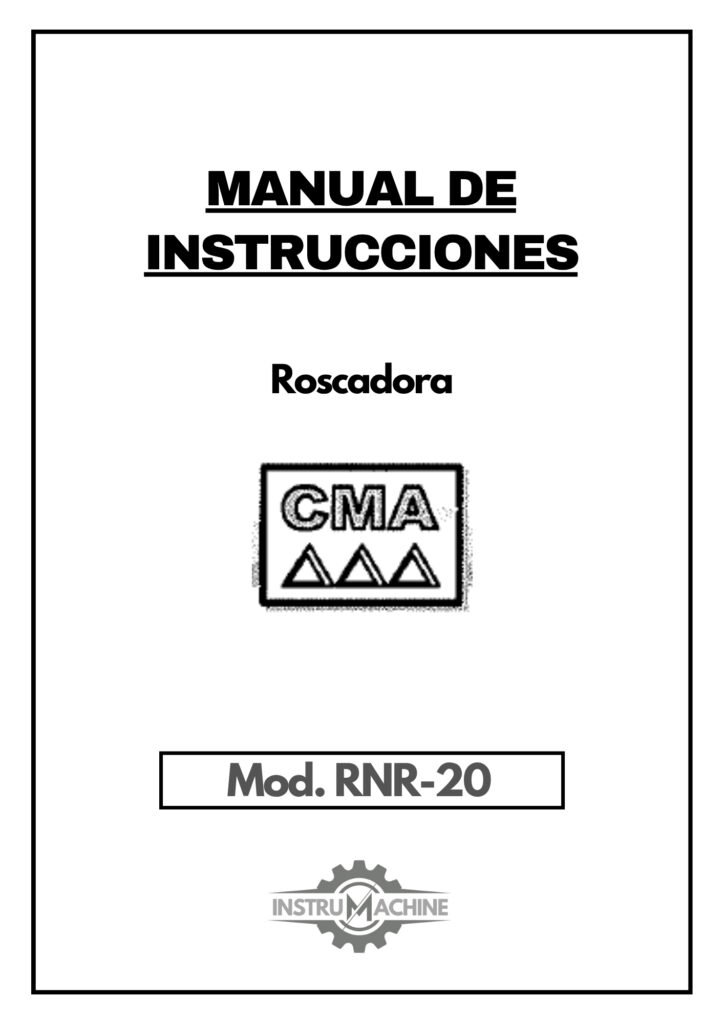 Portada Manual de instrucciones CMA RNR-20 | Roscadora