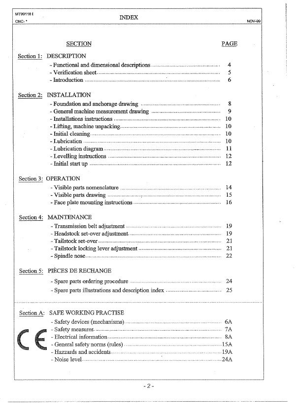 CNC Mustang 200-3 Manual de instrucciones Pinacho Mustang/200 - Mustang/225 | Torno paralelo