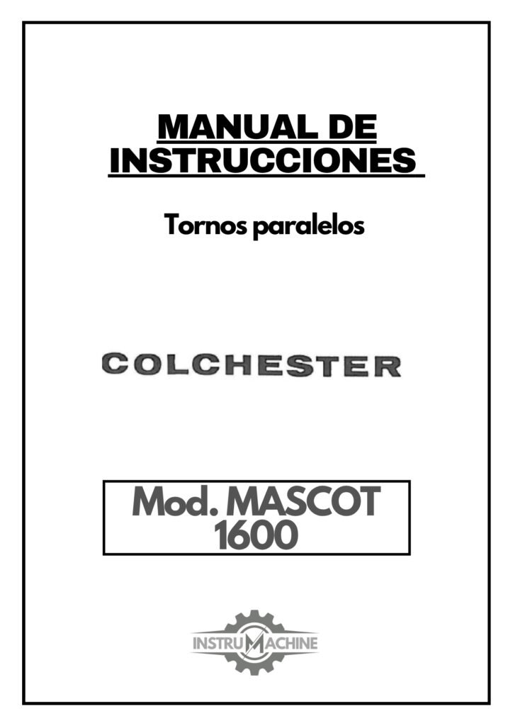 Portada Manual de instrucciones COLCHESTER MASCOT 1600 | Torno paralelo