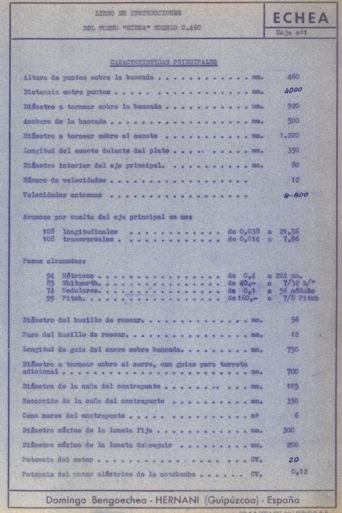 Manual de instrucciones ECHEA C 920 | Torno paralelo