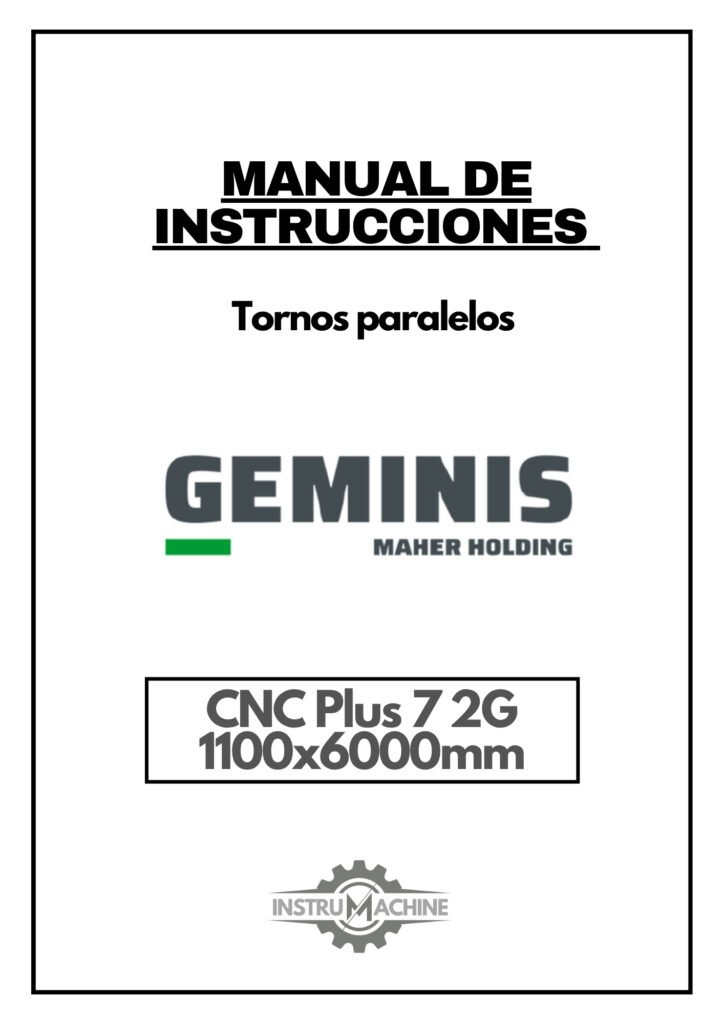 Portada Manual de instrucciones GEMINIS CNC Plus 7 2G 1100x6000mm | Torno paralelo