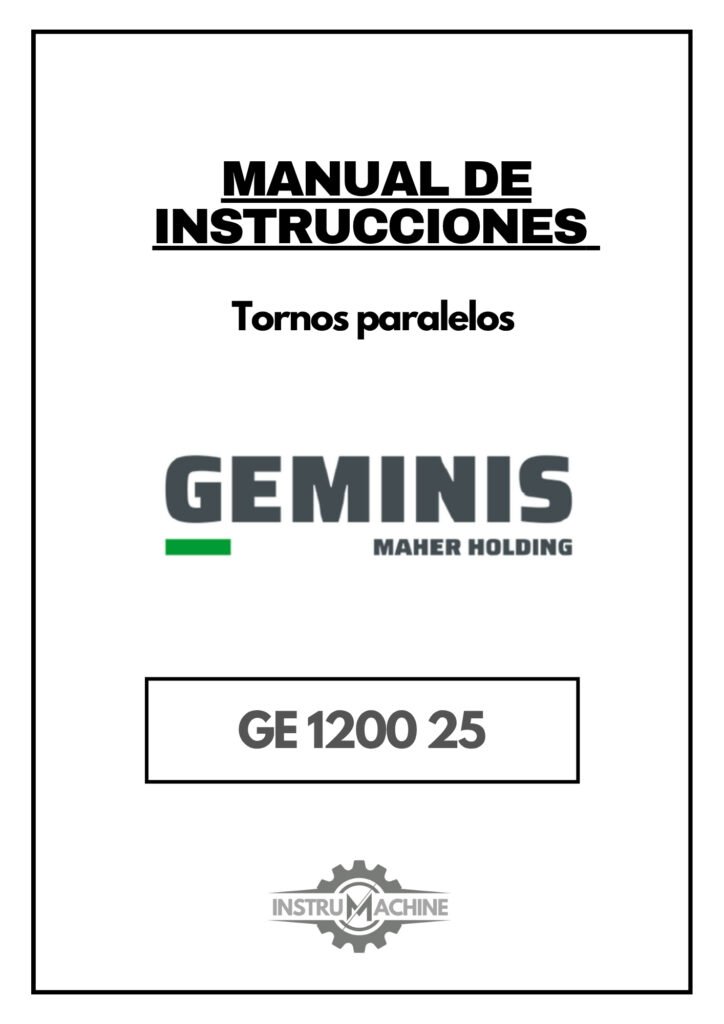 Portada Manual de instrucciones GEMINIS GE 1200 25 | Torno paralelo