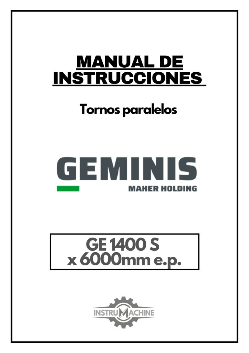 Manual de instrucciones GEMINIS GE 1200 S GE 1400 S | Torno paralelo
