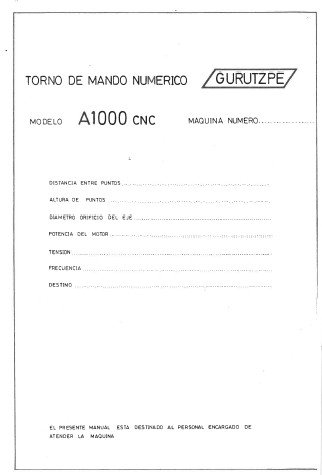 Manual de instrucciones GURUTZPE A1000CNC | Torno paralelo