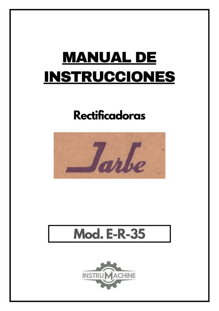 Portada Manual de instrucciones JARBE E-R-35 | Rectifica cilindrica