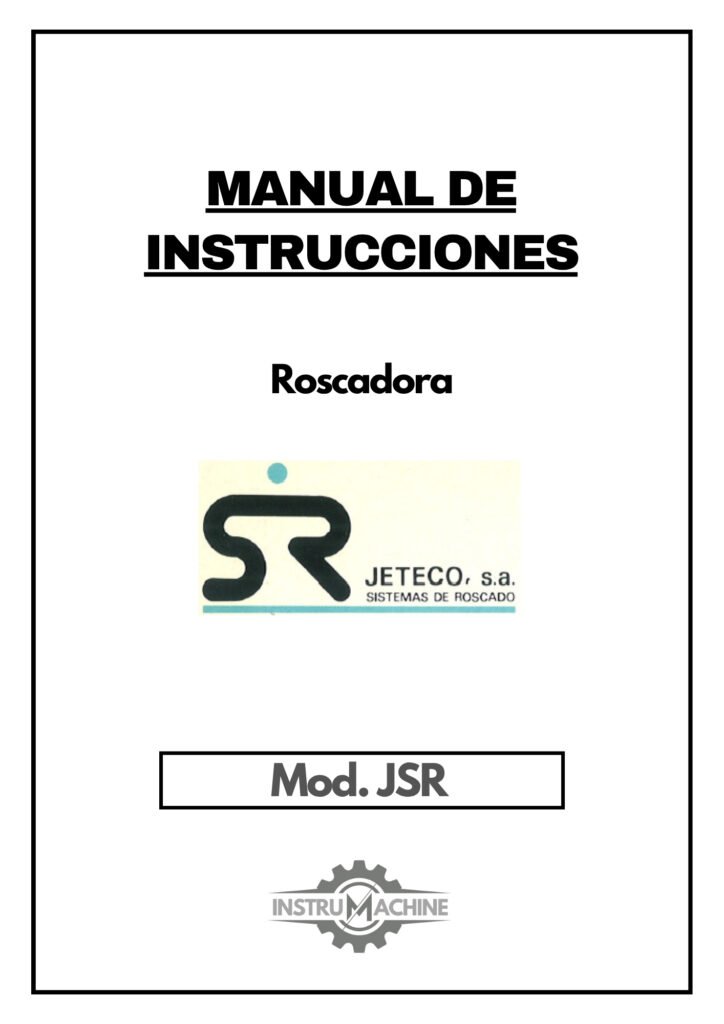 Portada Manual de instrucciones JETECO SR JSR | Roscadora