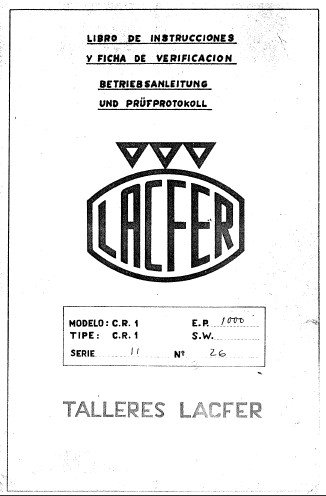Lacfer mod. CR-1-2 Manual de instrucciones LACFER CR-1 | Torno paralelo