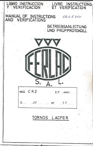 Manual de instrucciones LACFER CR-2-E | Torno paralelo