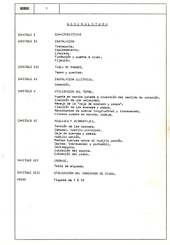 Manual de instrucciones NORDIC 315 (Nordic) | Torno paralelo