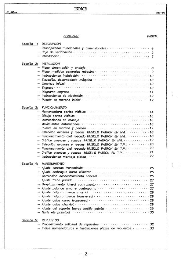 Manual de instrucciones Pinacho S90/200-225 | Torno paralelo