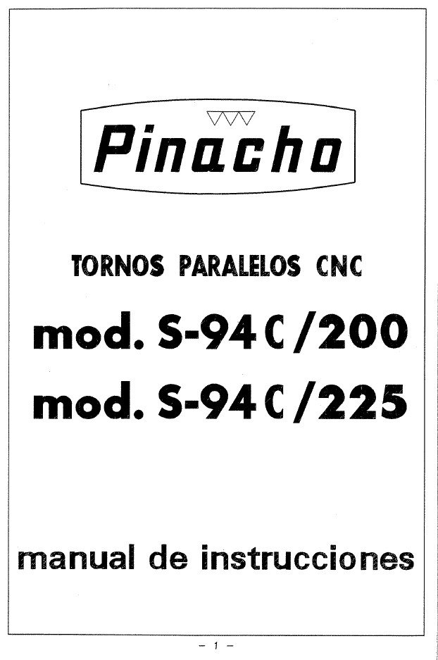 Pinacho S94C-200-2 Manual de instrucciones Pinacho S94C /200-225 | Torno paralelo