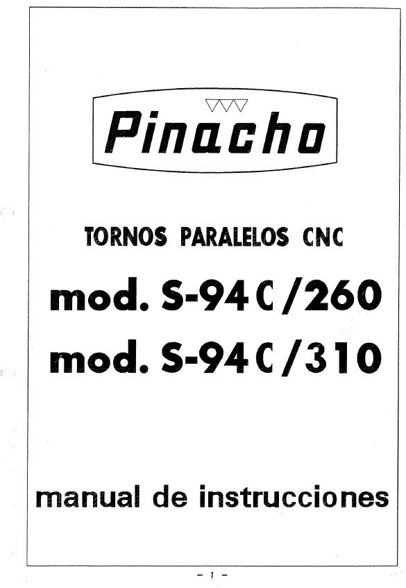 Manual de instrucciones Pinacho S94C /260-310 | Torno paralelo