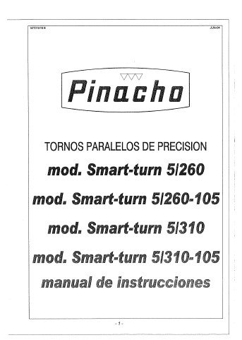 Pinacho SMART5-260-2 Manual de instrucciones Pinacho Smart Turn 5/260 5/260-105 5/310 5/310-105 | Torno paralelo