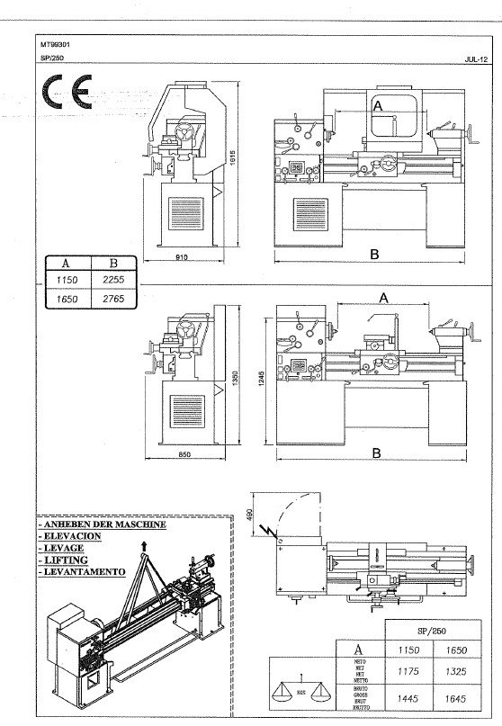 Manual de instrucciones Pinacho SP 250 | Torno paralelo