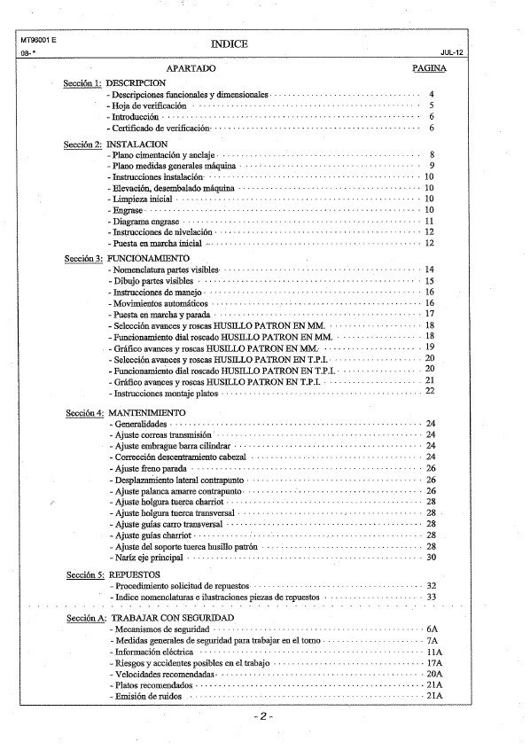 Pinacho SP-3 Manual de instrucciones Pinacho SP 250 | Torno paralelo