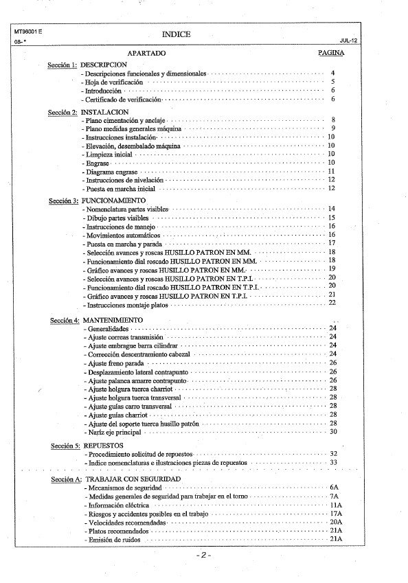 Pinacho mod. S90 260- S90 310-3 Manual de instrucciones Pinacho S90/260 | Torno paralelo