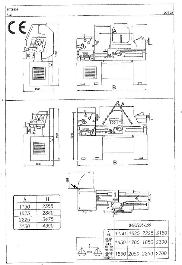 Manual de instrucciones Pinacho S90/285-155 | Torno paralelo