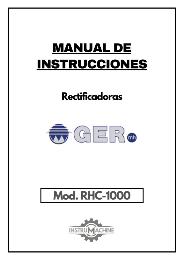Portada Manual de instrucciones GER RHC-1000 | Rectificadora