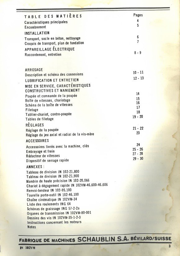 Manual de instrucciones SCHAUBLIN 102 VM | Torno paralelo