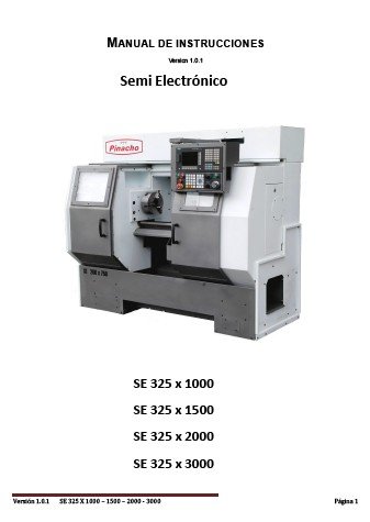Manual de instrucciones Pinacho SE 325 x 1000-1500-2000-3000 | Torno paralelo