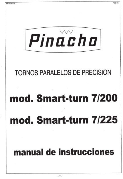 Manual de instrucciones Pinacho Smart Turn 7/200 / 7/225 | Torno paralelo