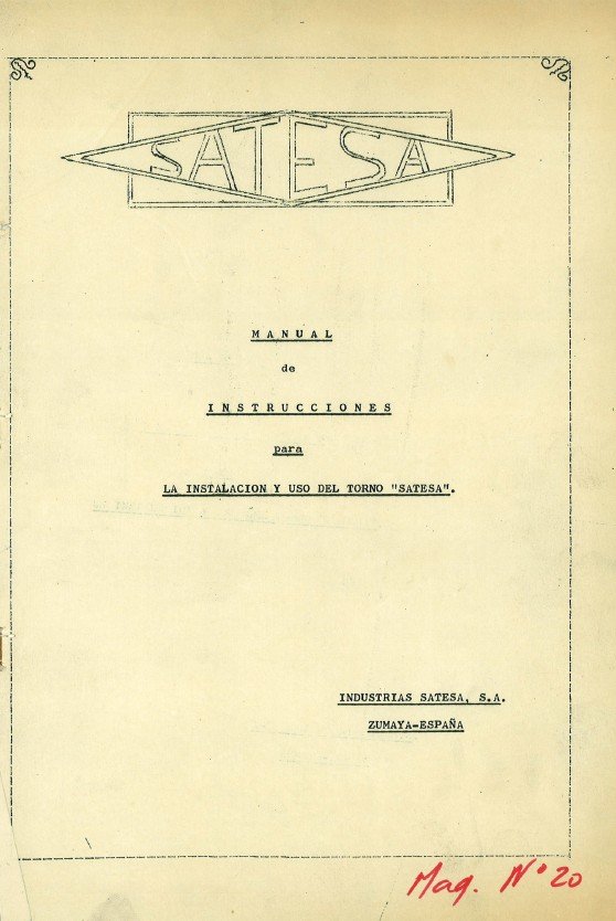 Manual de instrucciones SATESA 20 | Torno paralelo