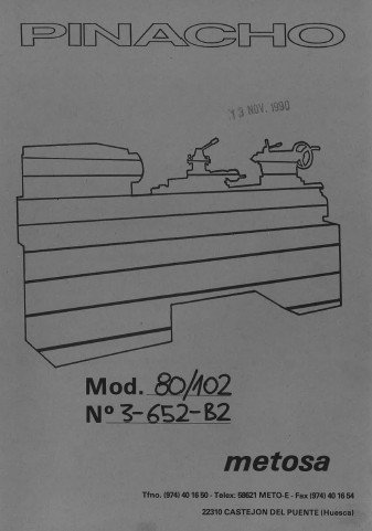 T80 102-2 Manual de instrucciones Pinacho Torrent T80-102 | Torno paralelo