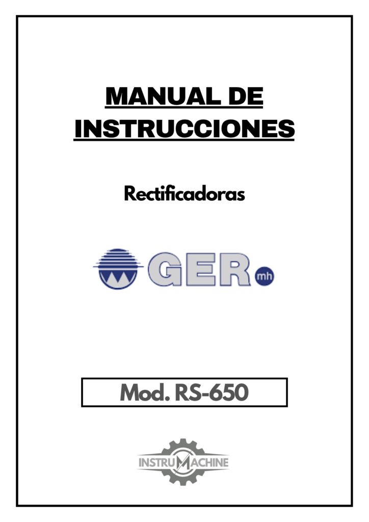 Portada Manual de instrucciones GER RS-650 | Rectificadora