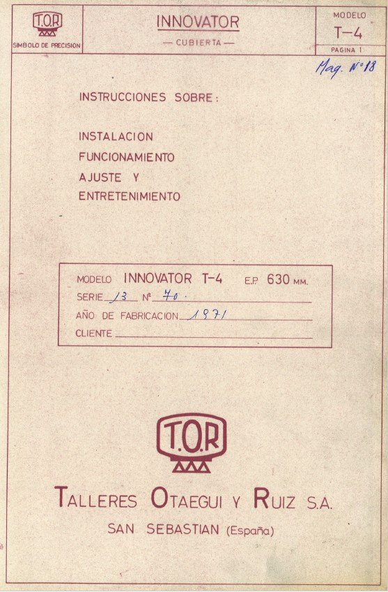 Manual de instrucciones TOR Innovator T4 | Torno paralelo