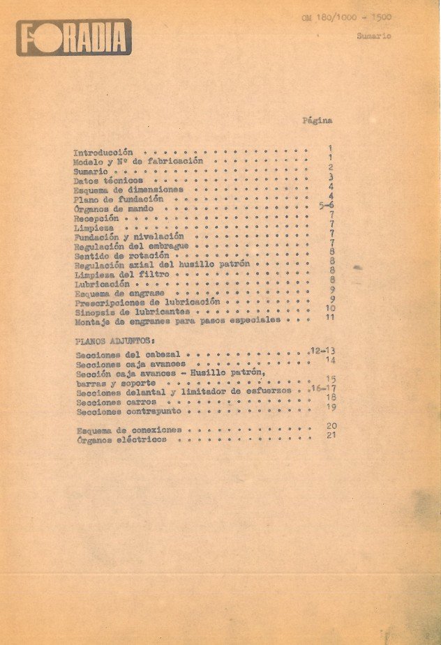 Tornos Foradia-3 Manual de instrucciones FORADIA OM 180/1000 - 1500 | Torno paralelo