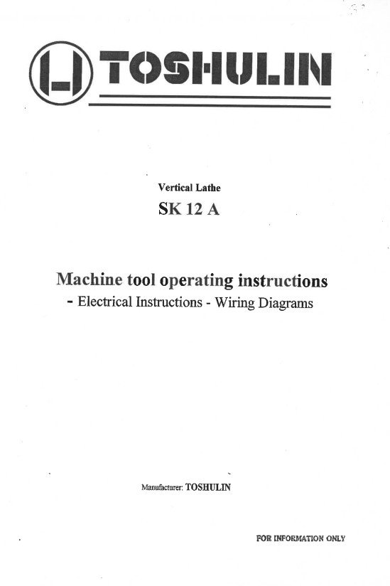 Tos mod. SK12 A-2 Manual de instrucciones TOS SK 12 A | Torno vertical