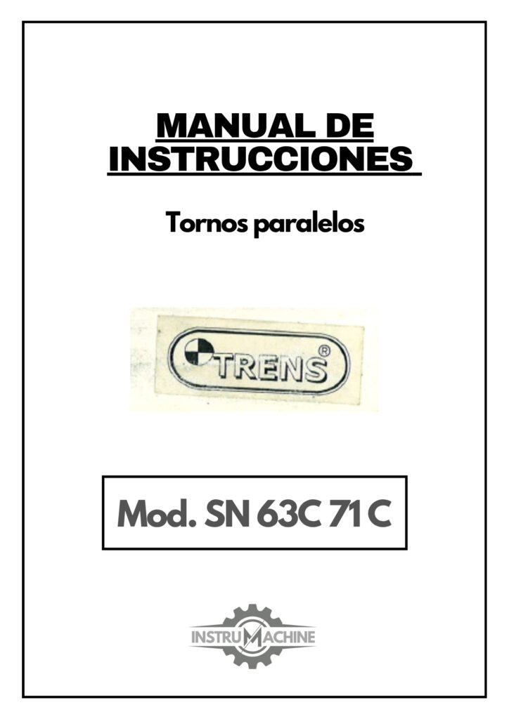 Portada Manual de instrucciones TRENS SN 63C / 71 C | Torno paralelo