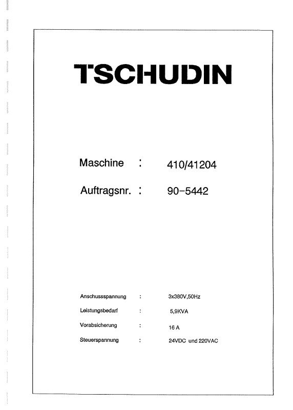Tschudin-3 Esquema eléctrico TSCHUDIN 410/41204 | Rectificadora