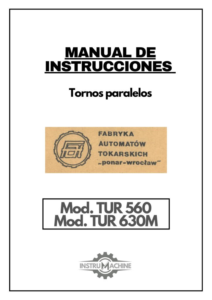 Portada Manual de instrucciones PONAR TUR TUR 560 / TUR 630M | Torno paralelo