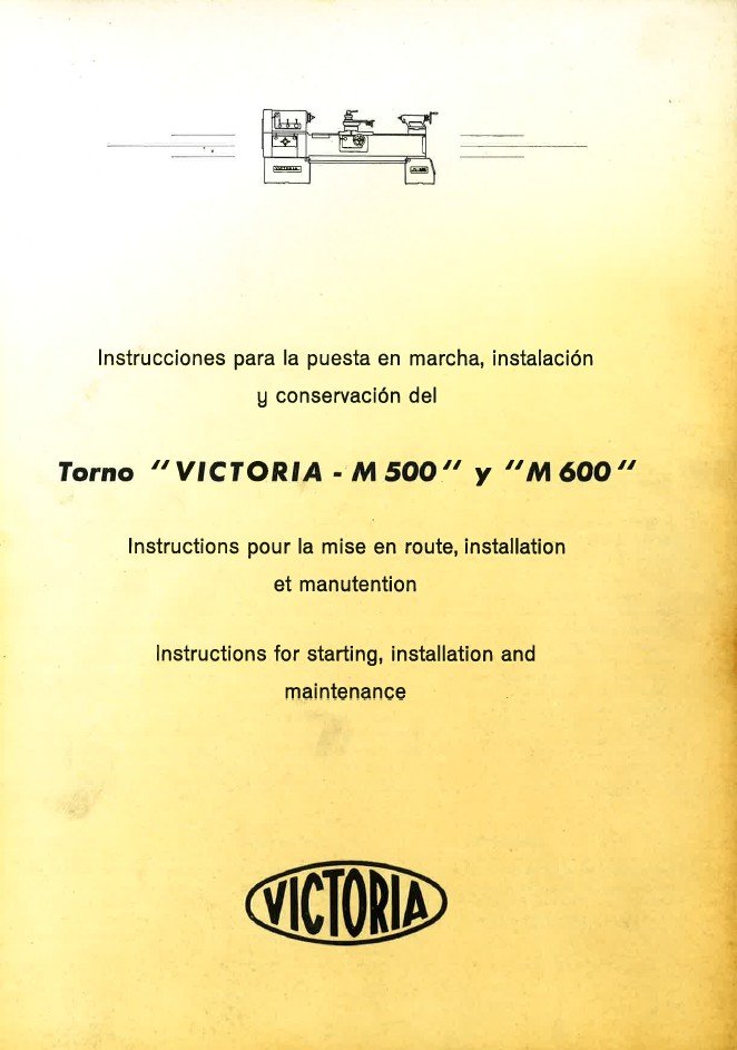 Manual de instrucciones VICTORIA M500-M600 | Torno paralelo