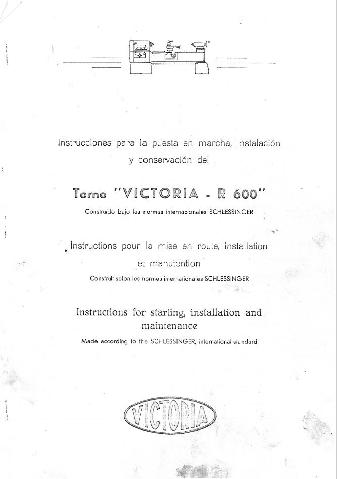 Manual de instrucciones VICTORIA R600 | Torno paralelo