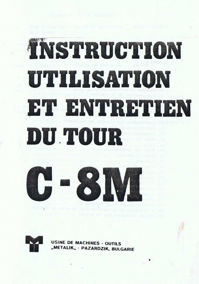 Manual de instrucciones ZMM BULGARIA C8-M | Torno paralelo