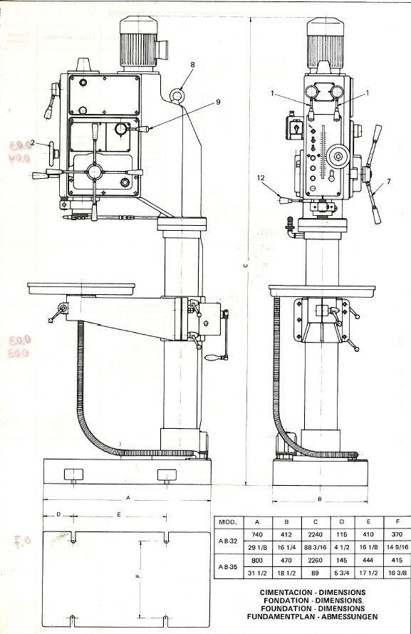 A32-35-2 Manual Taladro IBARMIA A32-35 B32-35
