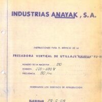 Manual de instrucciones Fresadora ANAYAK FU91