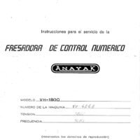 Manual de instrucciones Fresadora ANAYAK VH 1800