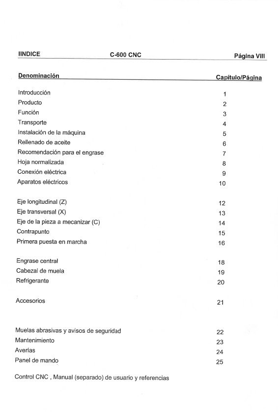 Manual de instrucciones GER C-600 CNC | Rectificadora