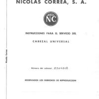 CABEZAL UNIVERSAL NICOLAS CORREA-2 Manual de instrucciones Fresadora NICOLAS CORREA Cabezal Huron para mod UE