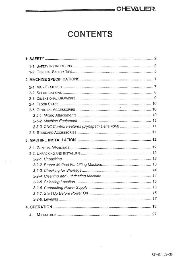 Manual de instrucciones Centro de Mecanizado CHEVALIER Falcon-2040HB