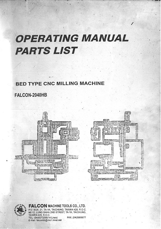Manual de instrucciones Centro de Mecanizado CHEVALIER Falcon-2040HB