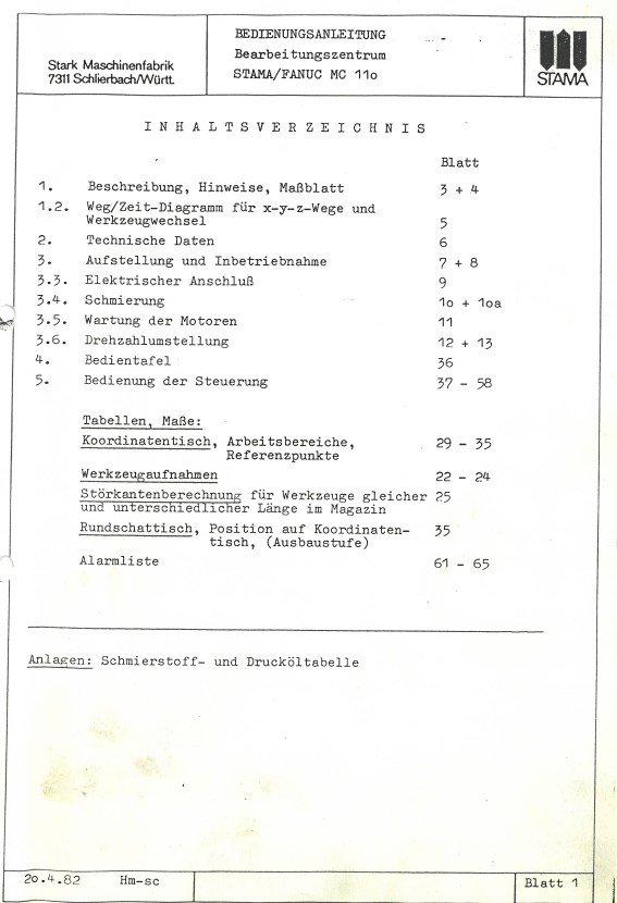 Manual de instrucciones Centro de Mecanizado STAMA-FANUC MC 110