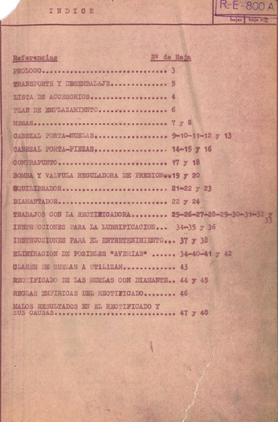 Danobat RE-800-A-2 Manual de instrucciones DANOBAT RE-800-A | Rectificadoras