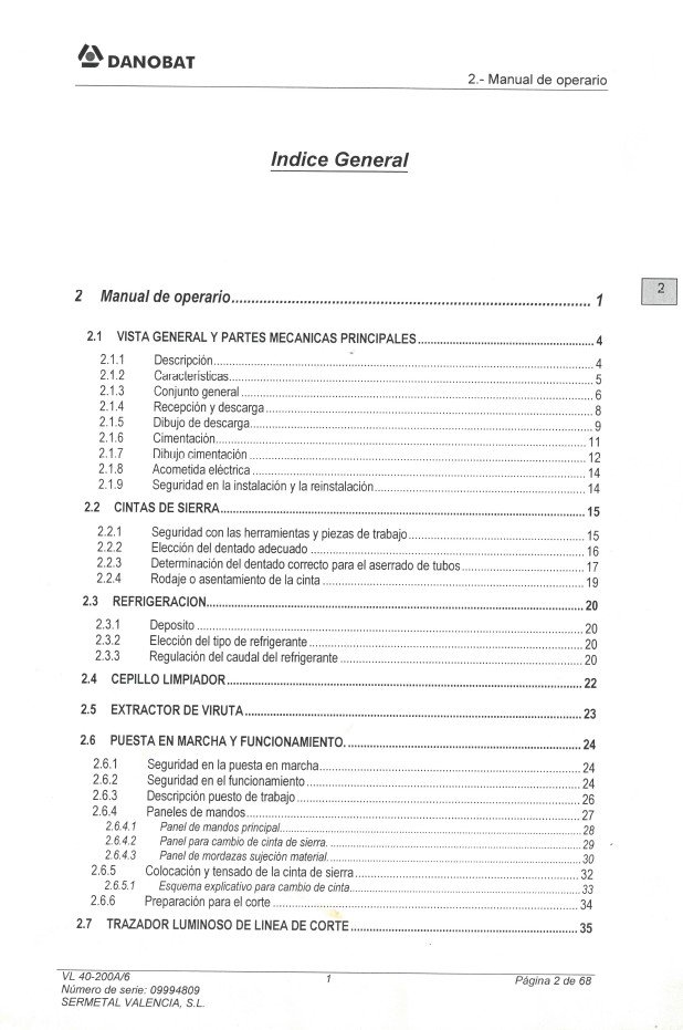 Manual Sierra DANOBAT VP 400-200A6