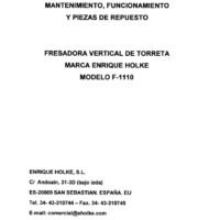 Manual de instrucciones Fresadora HOLKE F-1110